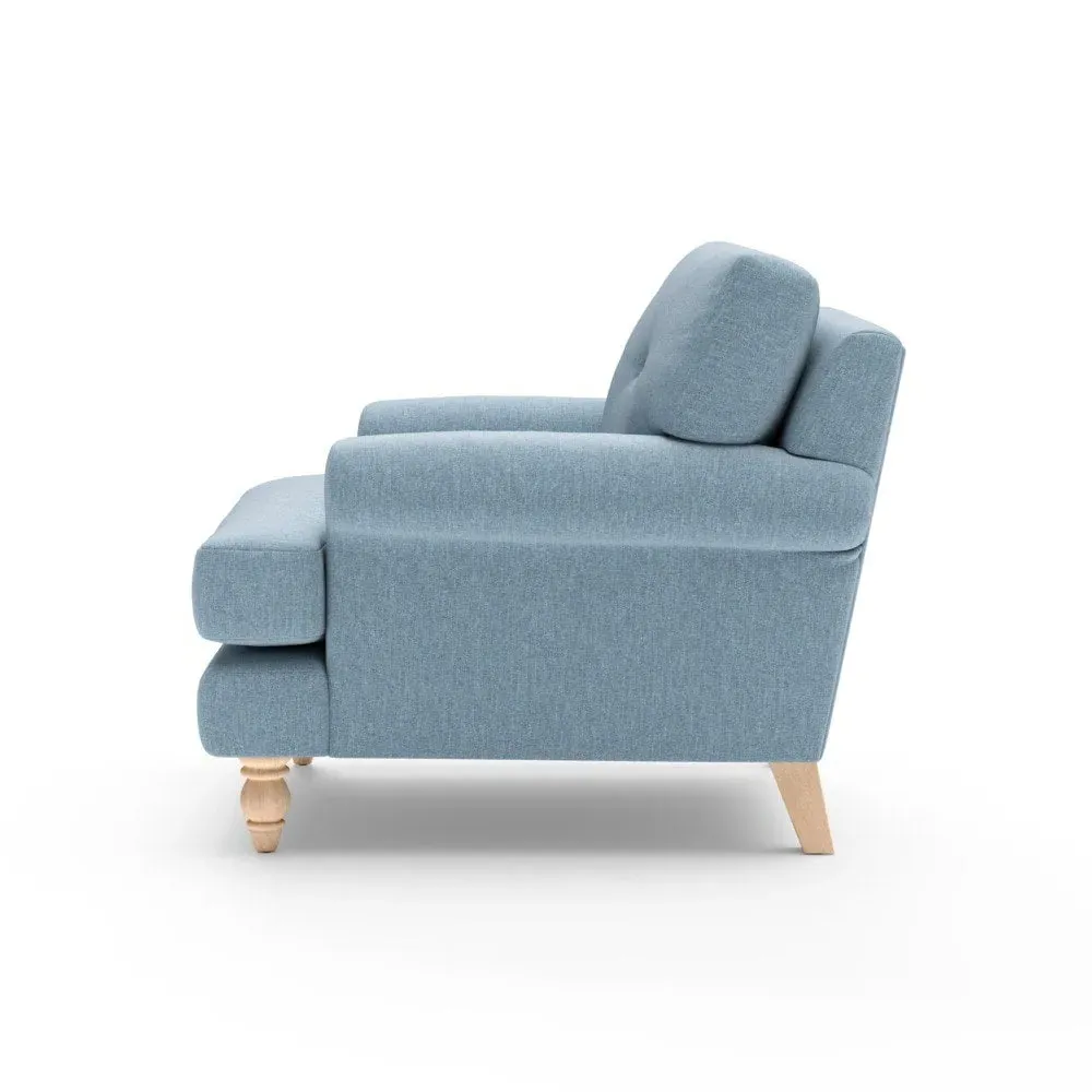 Armchair with Button Back - Teal Marl, Rustic Weave