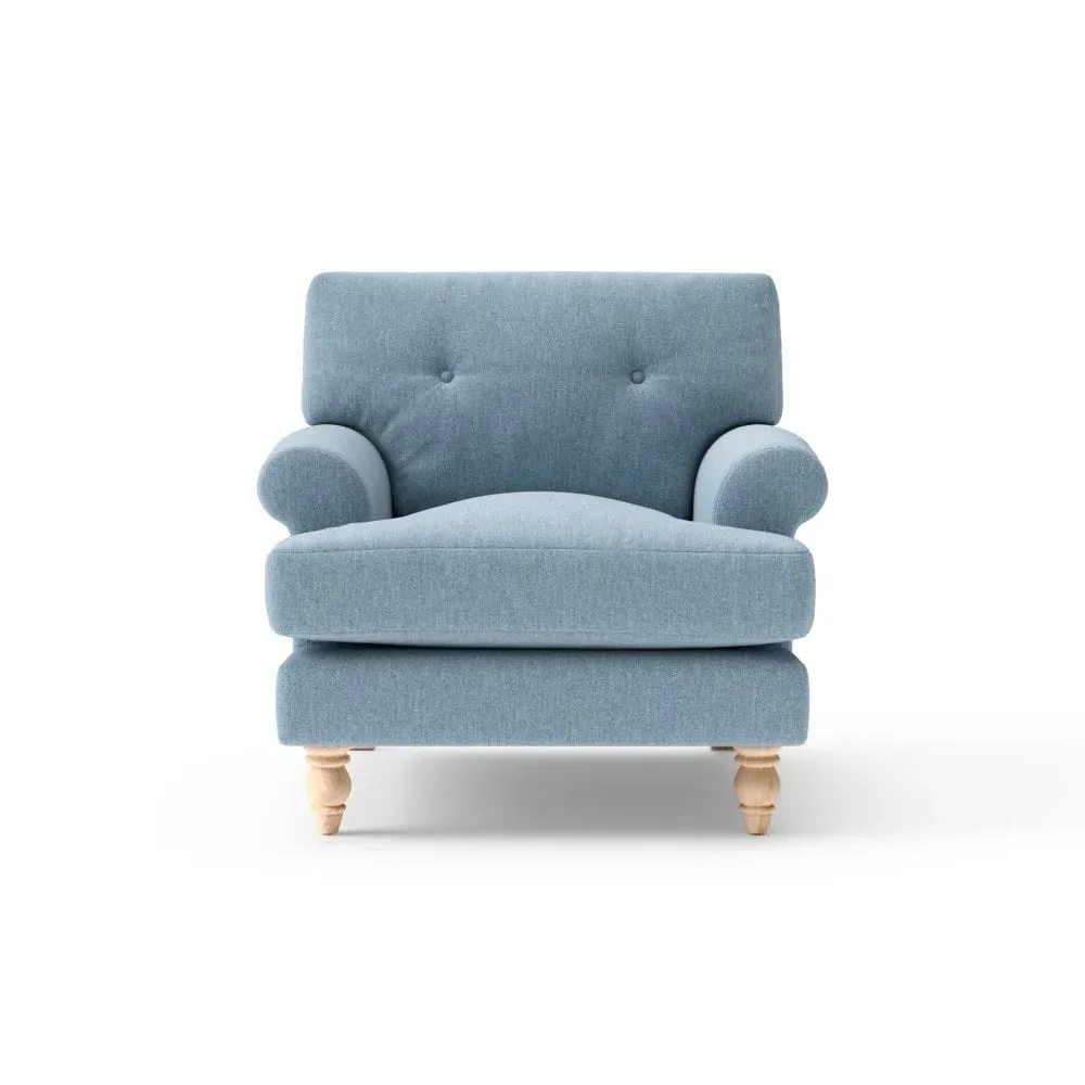 Armchair with Button Back - Teal Marl, Rustic Weave