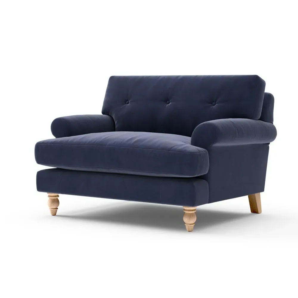 Love Seat - Deep Blue, Velvet