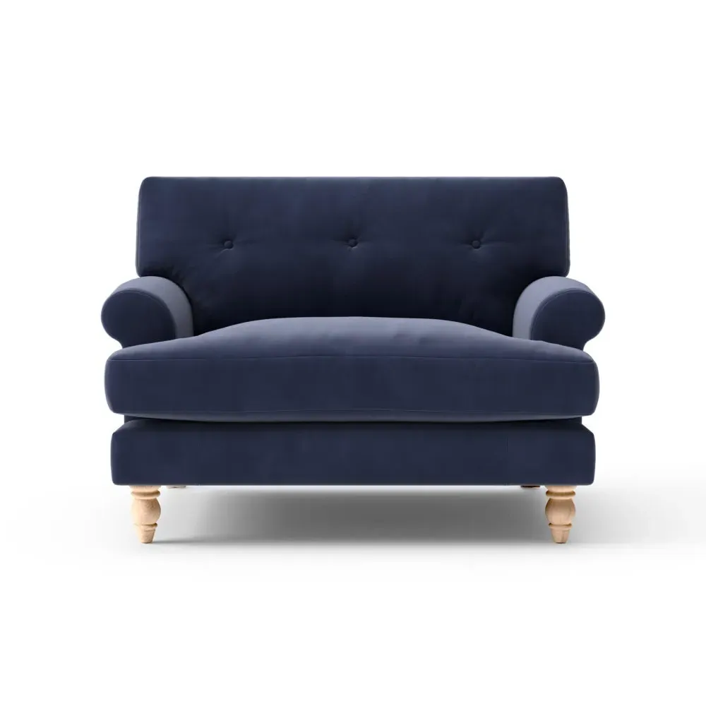 Love Seat - Deep Blue, Velvet