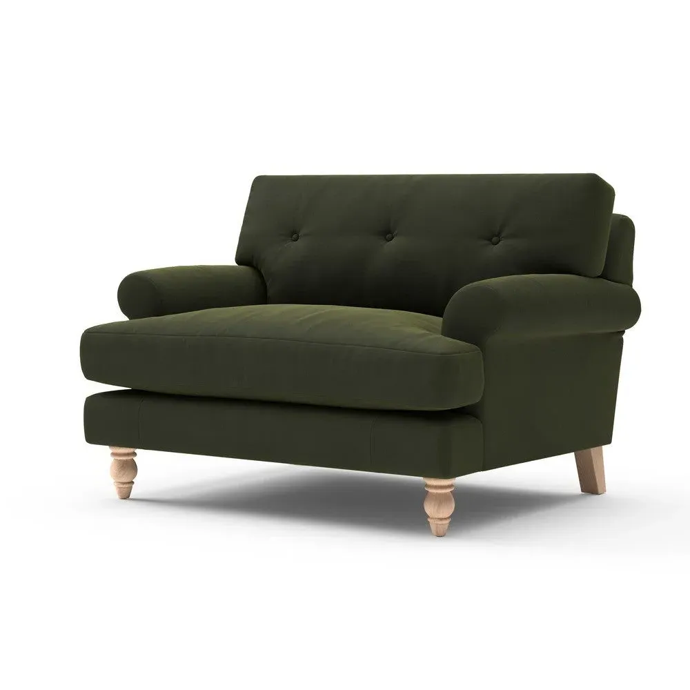Love Seat - Forest Green, Velvet