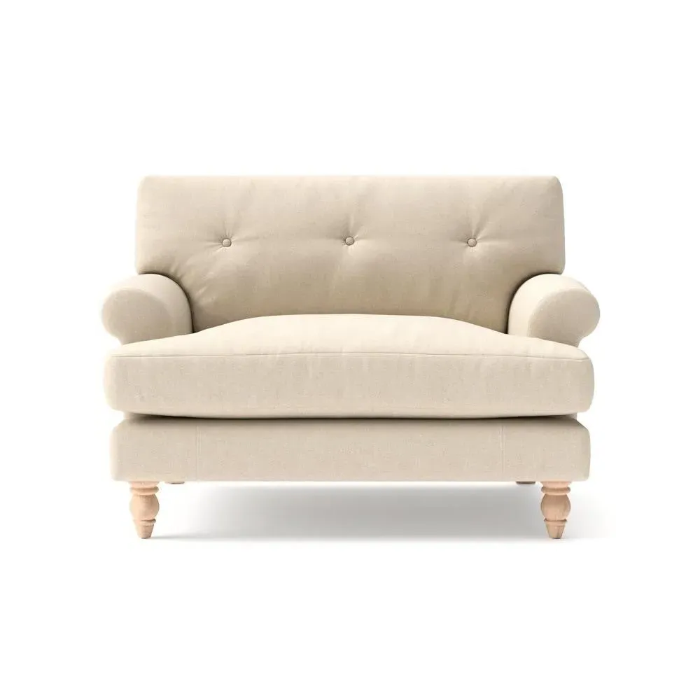Love Seat - Lily White, House Linen Mix