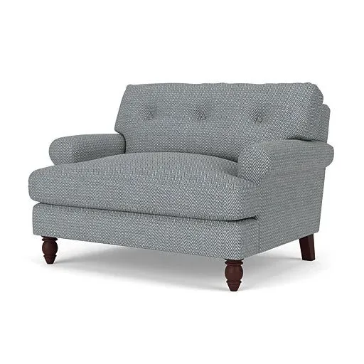 Love Seat - Navy, Herringbone Weave