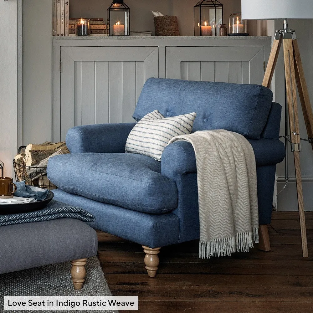 Love Seat with Button Back - Indigo