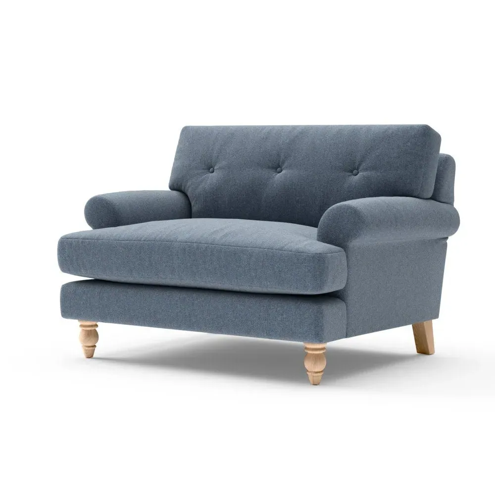 Love Seat with Button Back - Indigo