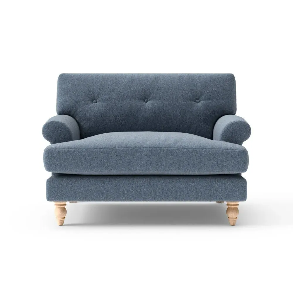 Love Seat with Button Back - Indigo
