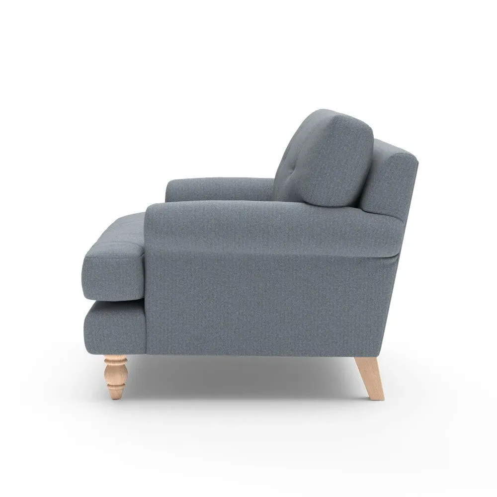 Love Seat with Button Back - Navy, Eco Herringbone