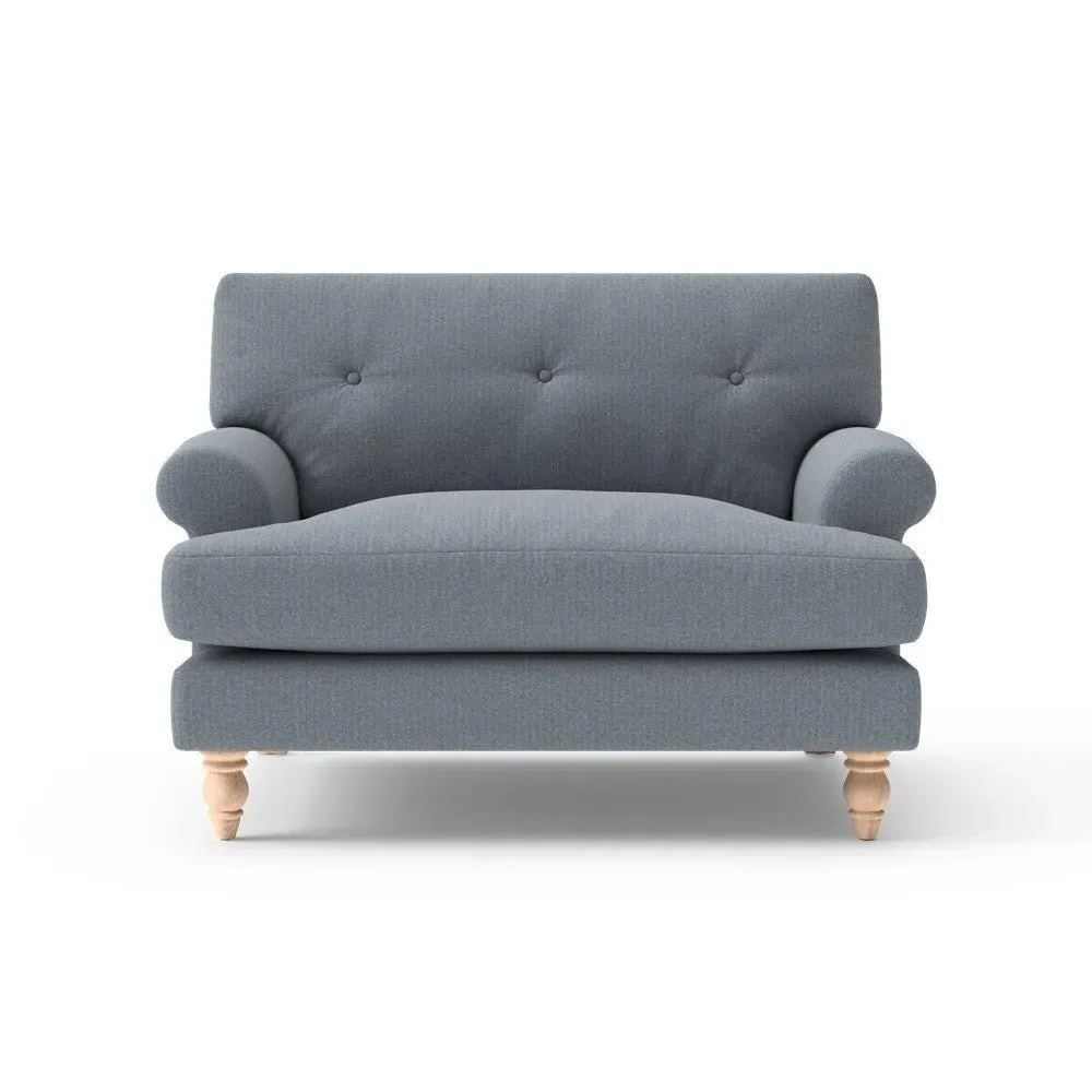 Love Seat with Button Back - Navy, Eco Herringbone image