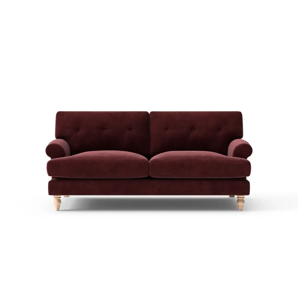 Talbot 3-Seater Sofa with Button Back - Dark Rosehip, Velvet image