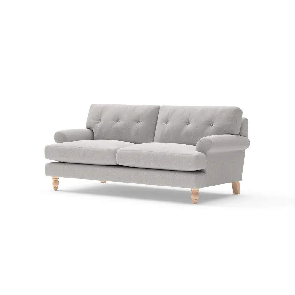 Talbot 3-Seater Sofa with Button Back - Light Grey, Cotton