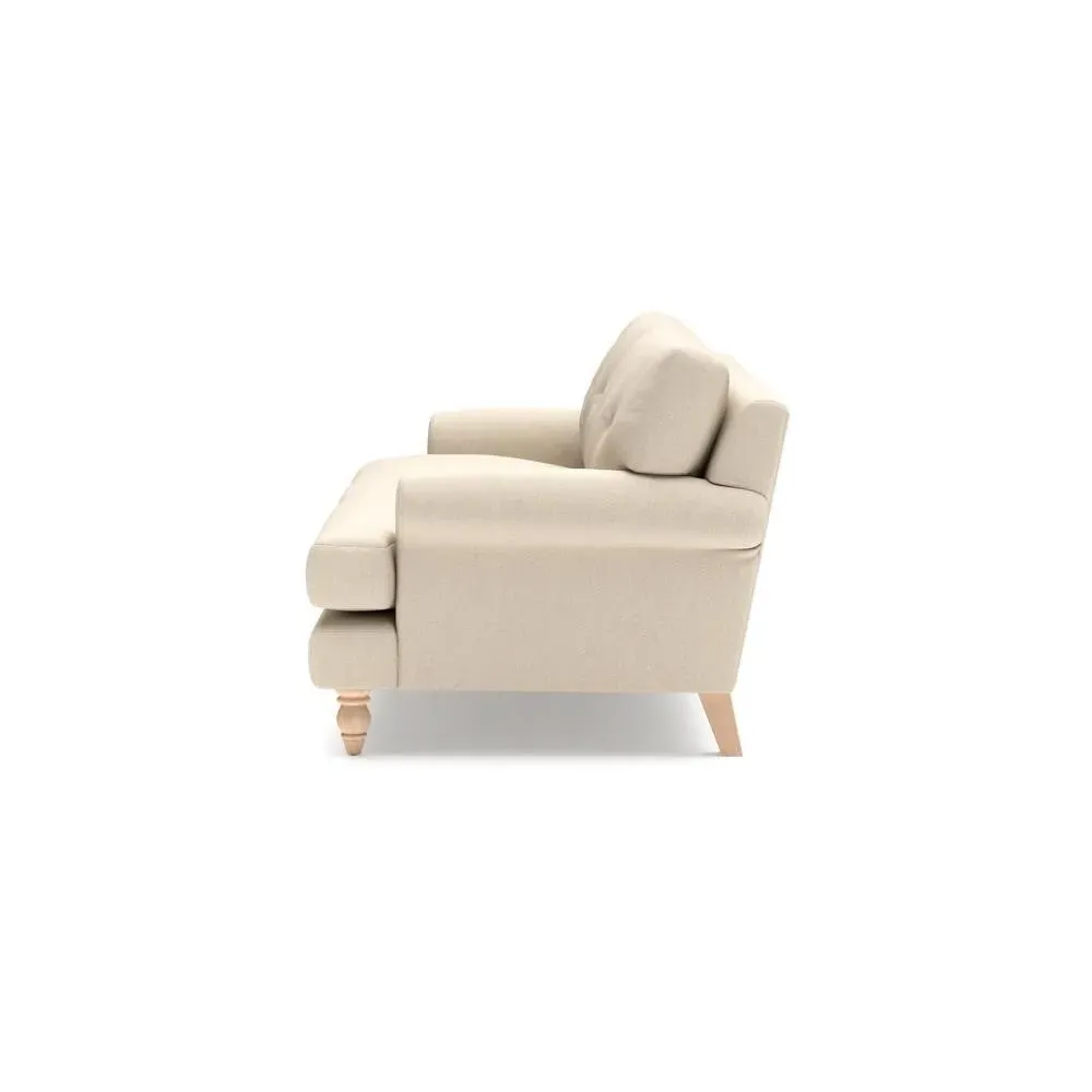 Talbot 3-Seater Sofa with Button Back - Lily White, Linen