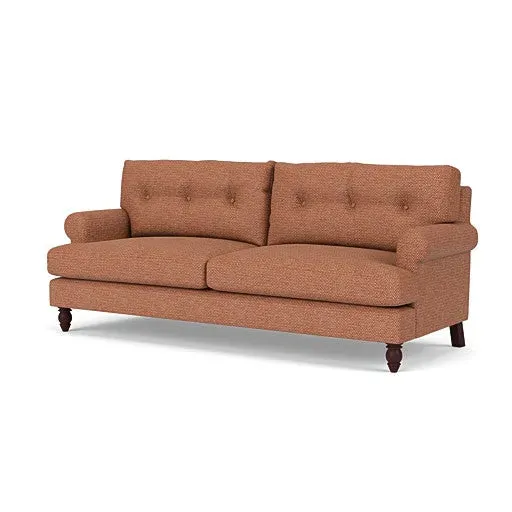 Talbot 4-Seater Sofa with Button Back - Brick, Herringbone Weave