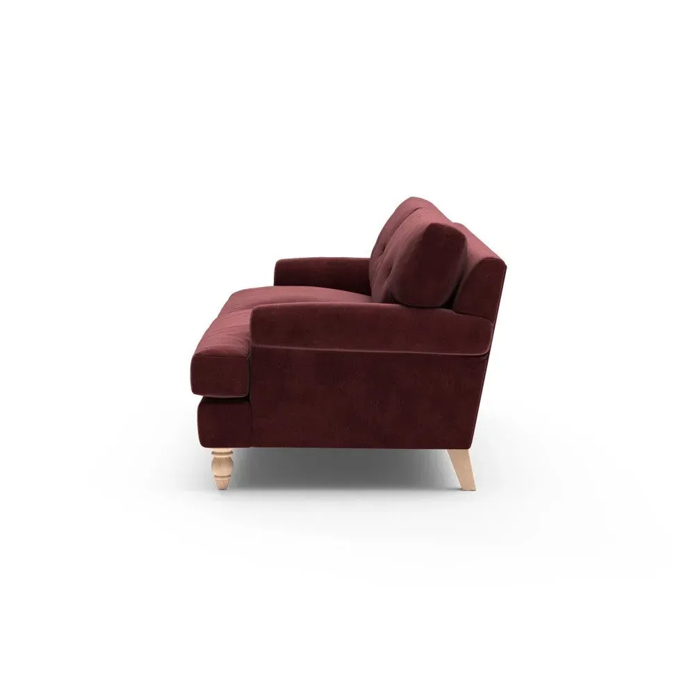 Talbot 4-Seater Sofa with Button Back - Dark Rosehip, Velvet