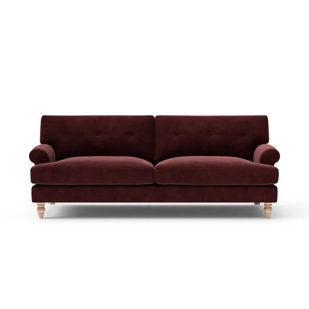 Talbot 4-Seater Sofa with Button Back - Dark Rosehip, Velvet