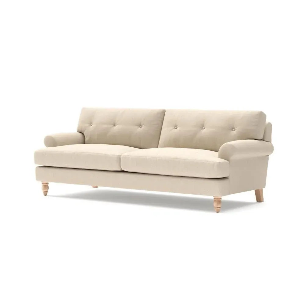 Talbot 4-Seater Sofa with Button Back - Lily White, Linen