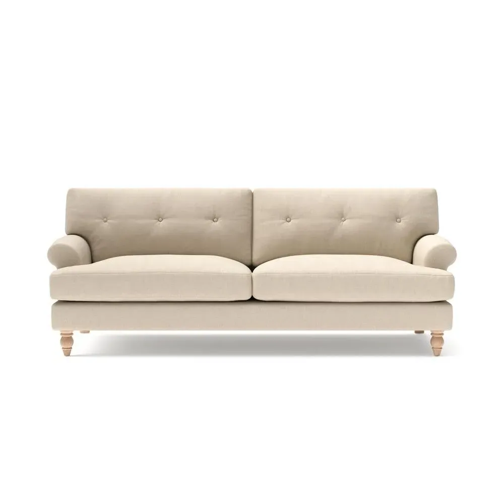 Talbot 4-Seater Sofa with Button Back - Lily White, Linen