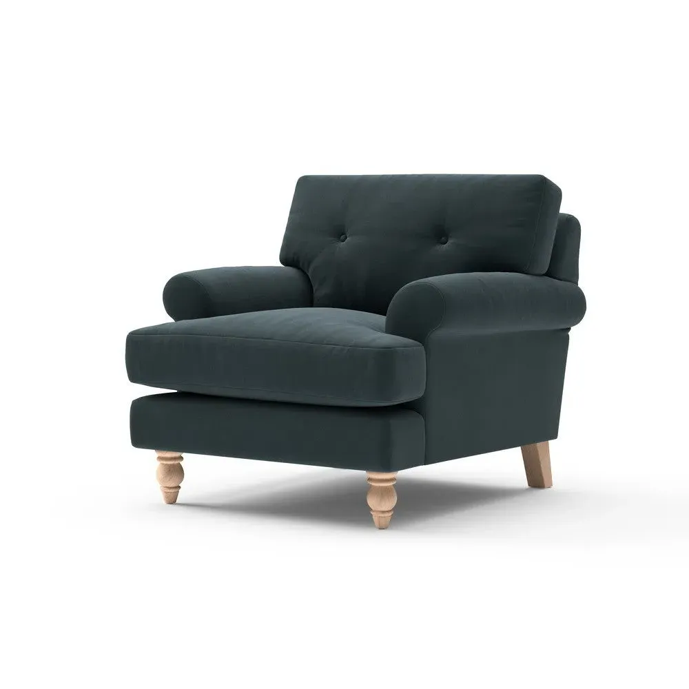 Talbot Armchair - Blue, Matt Velvet