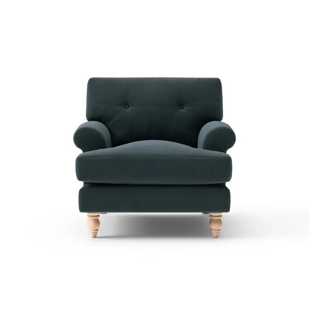 Talbot Armchair - Blue, Matt Velvet
