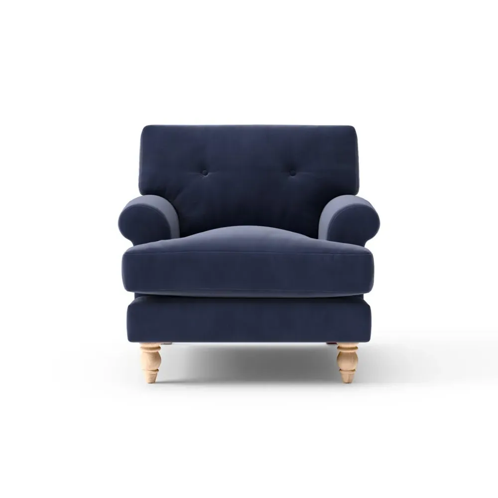 Talbot Armchair - Deep Blue, Matt Velvet