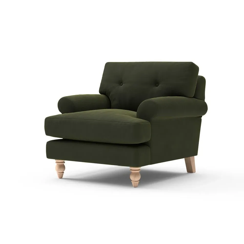 Talbot Armchair - Forest Green, Matt Velvet