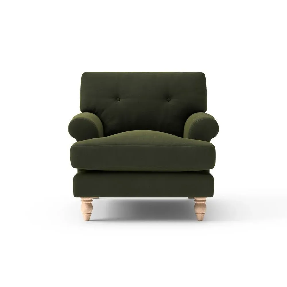 Talbot Armchair - Forest Green, Matt Velvet