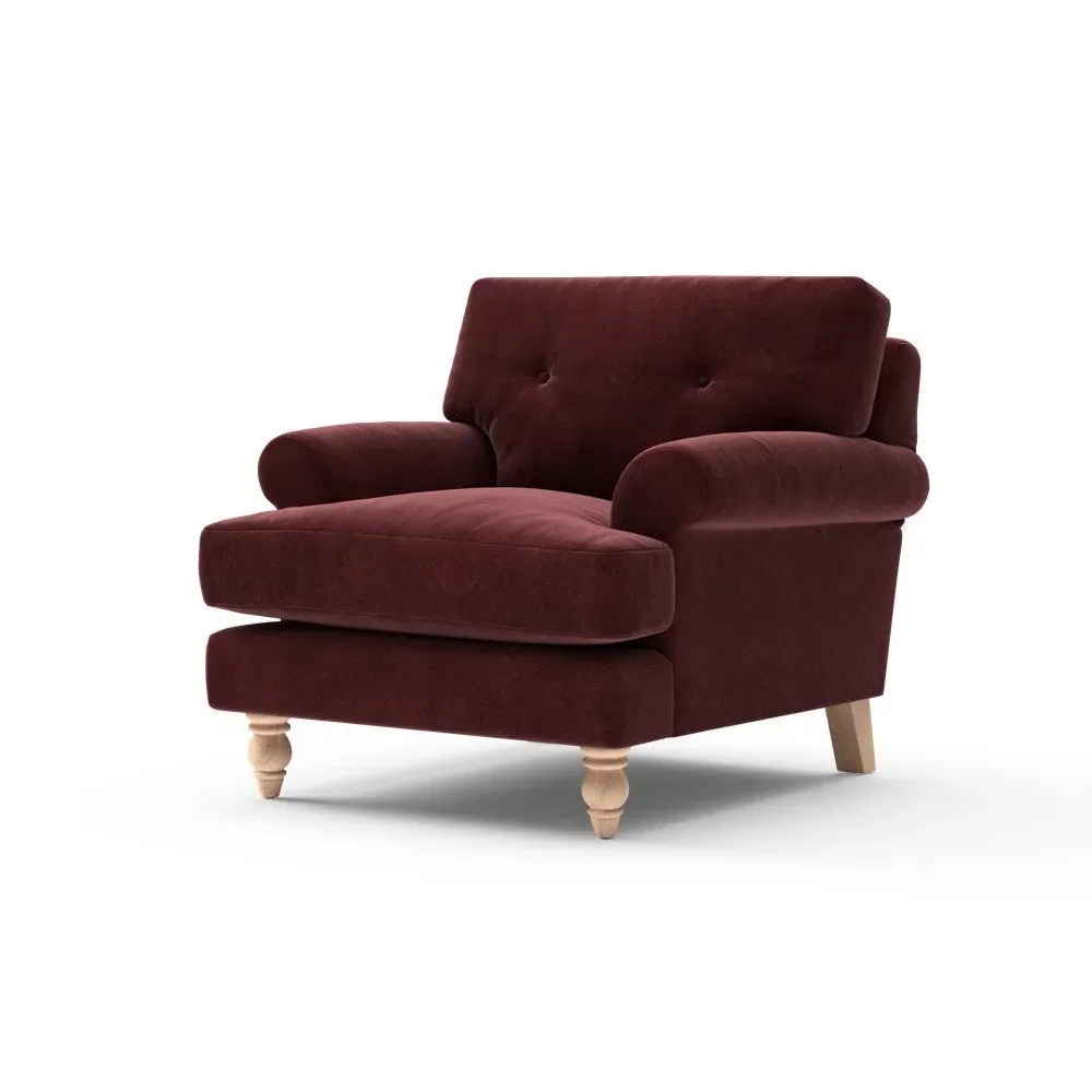 Talbot Armchair - Red, Matt Velvet
