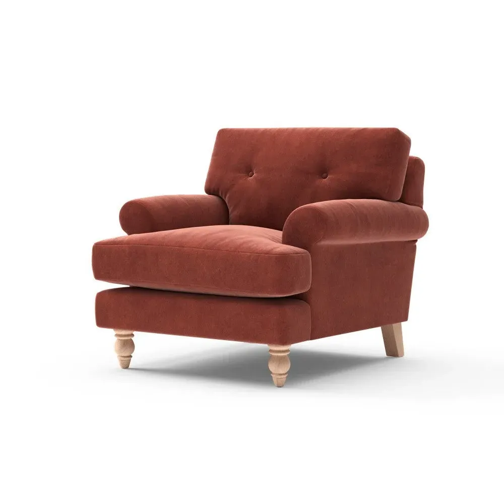 Talbot Armchair - Red, Matt Velvet
