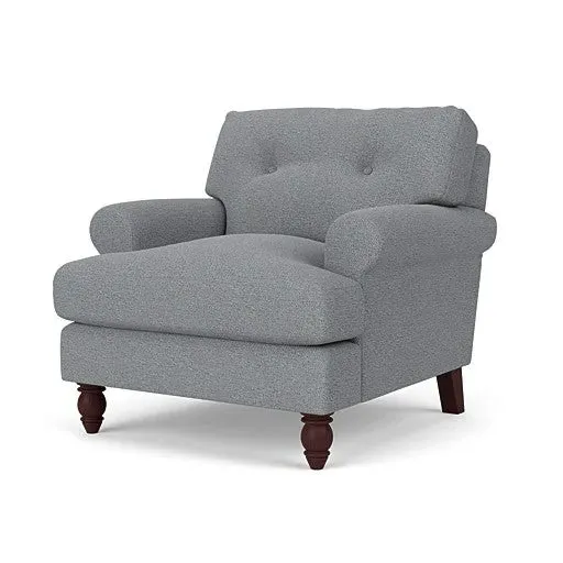 Talbot Armchair with Button Back - Blue Marl