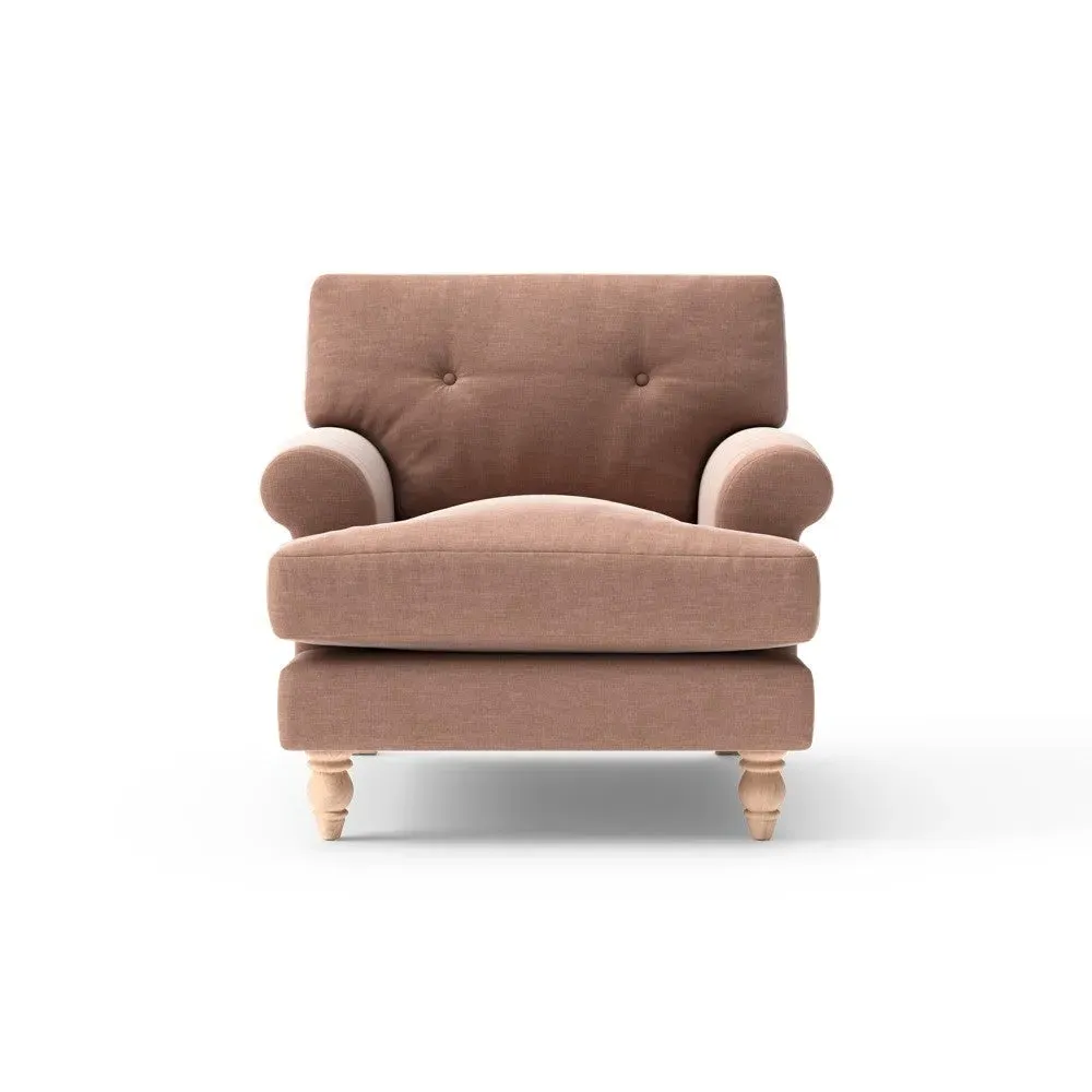 Talbot Armchair with Button Back - Dusky Rose, Eco Chenille image