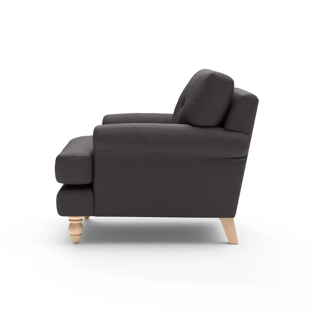 Talbot Armchair with Button Back - Grey Brown, Cotton