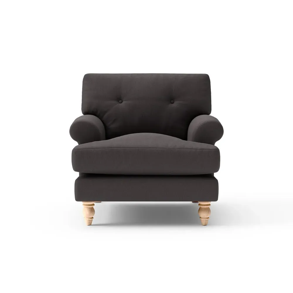 Talbot Armchair with Button Back - Grey Brown, Cotton image