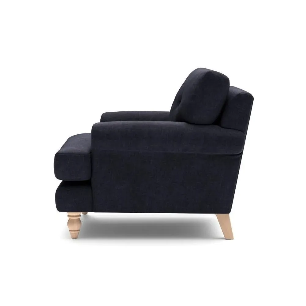 Talbot Armchair with Button Back - Ink, Eco Chenille
