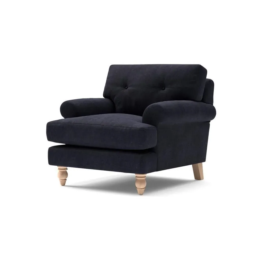 Talbot Armchair with Button Back - Ink, Eco Chenille