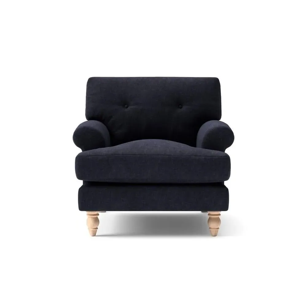 Talbot Armchair with Button Back - Ink, Eco Chenille