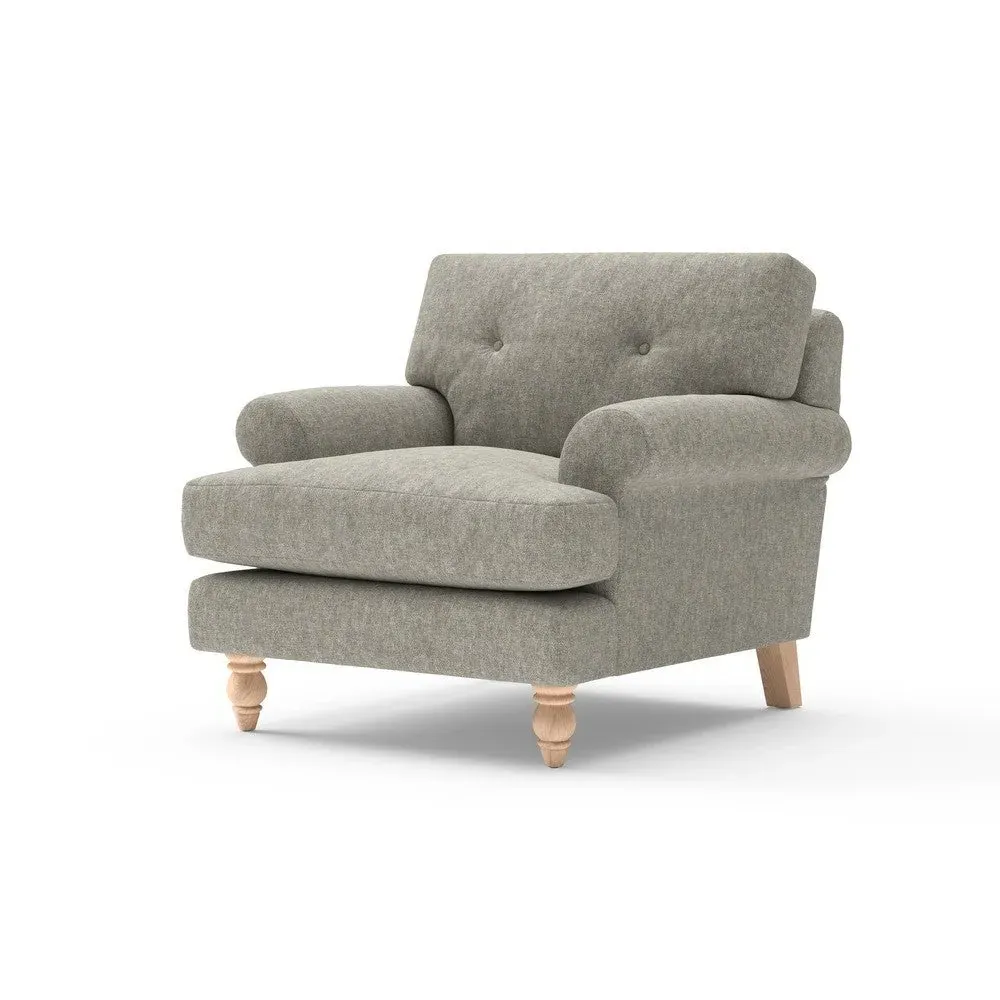 Talbot Armchair with Button Back - Lichen, Aquaclean Oxford