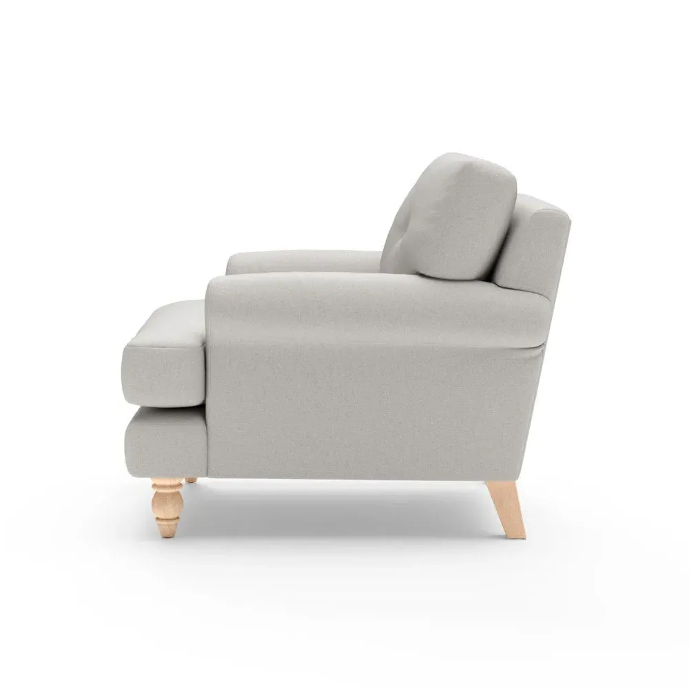 Talbot Armchair with Button Back - Mid Grey, Cotton