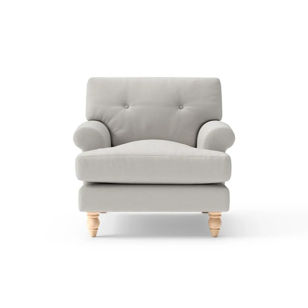 Talbot Armchair with Button Back - Mid Grey, Cotton