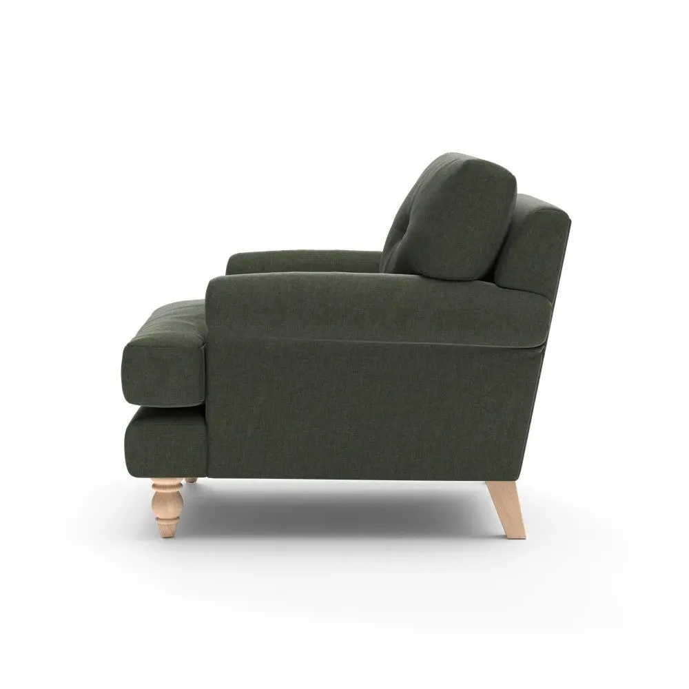 Talbot Armchair with Button Back - Moss, Eco Chenille