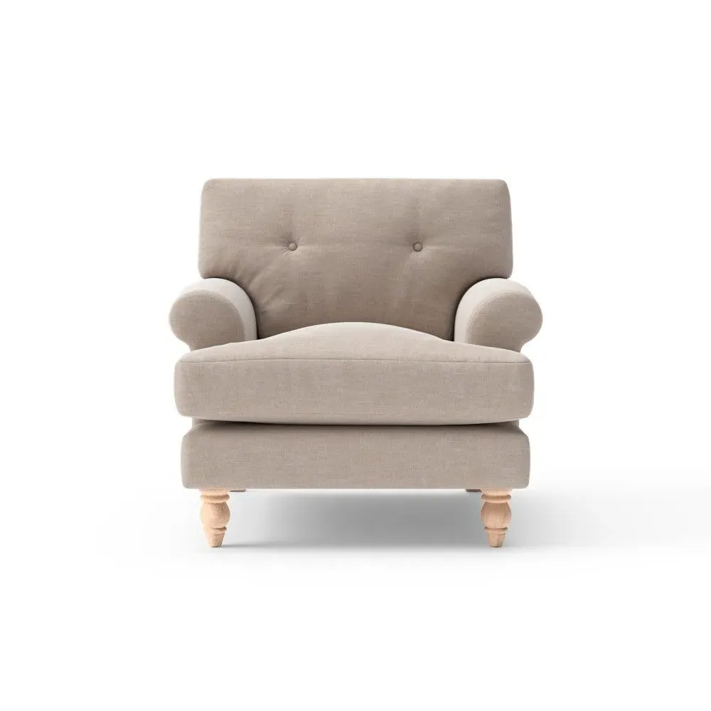 Talbot Armchair with Button Back - Natural, Eco Chenille