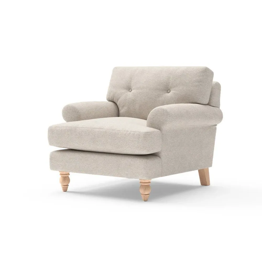Talbot Armchair with Button Back - Natural, House Weave