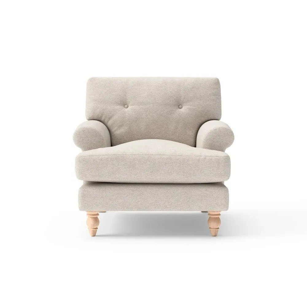 Talbot Armchair with Button Back - Natural, House Weave image