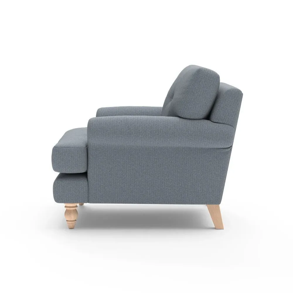 Talbot Armchair with Button Back - Navy, Eco Herringbone