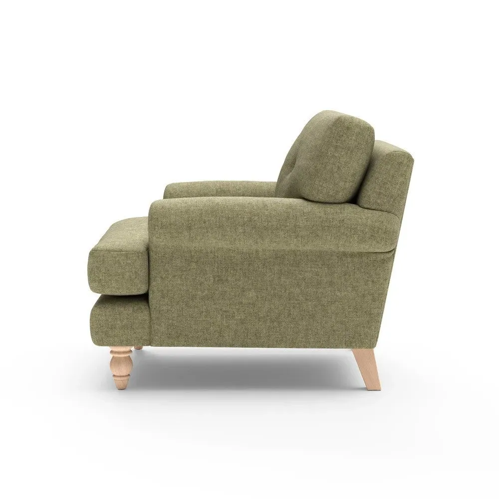 Talbot Armchair with Button Back - Sage, Aquaclean Oxford