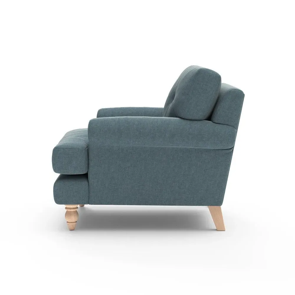 Talbot Armchair with Button Back - Teal, Eco Chenille