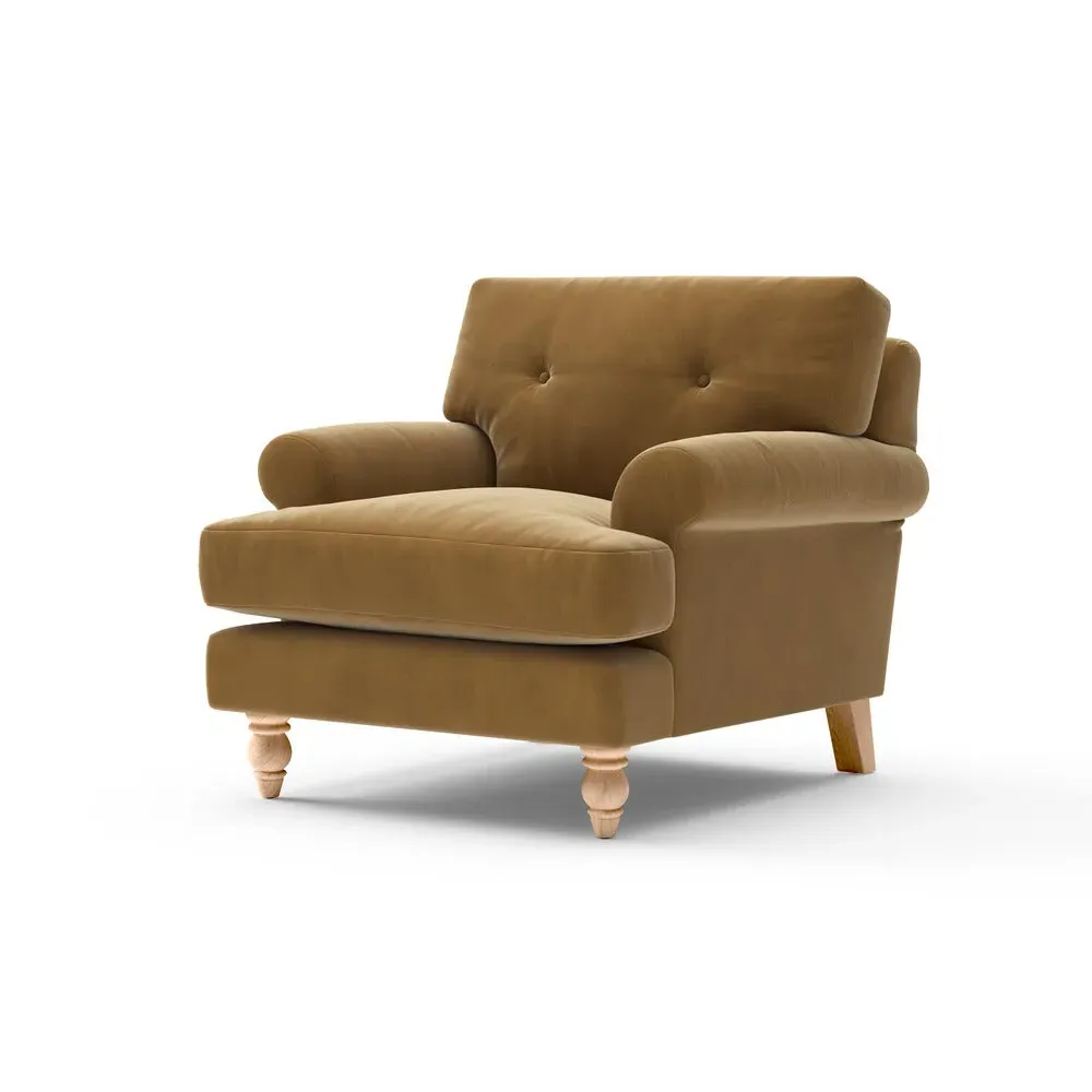 Talbot Armchair - Yellow, Matt Velvet