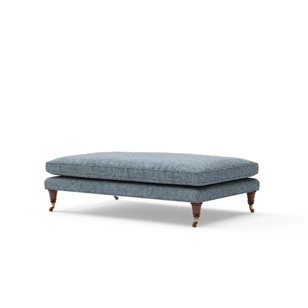 Foot Stool with Castor Feet - Mid Blue, Aquaclean Oxford