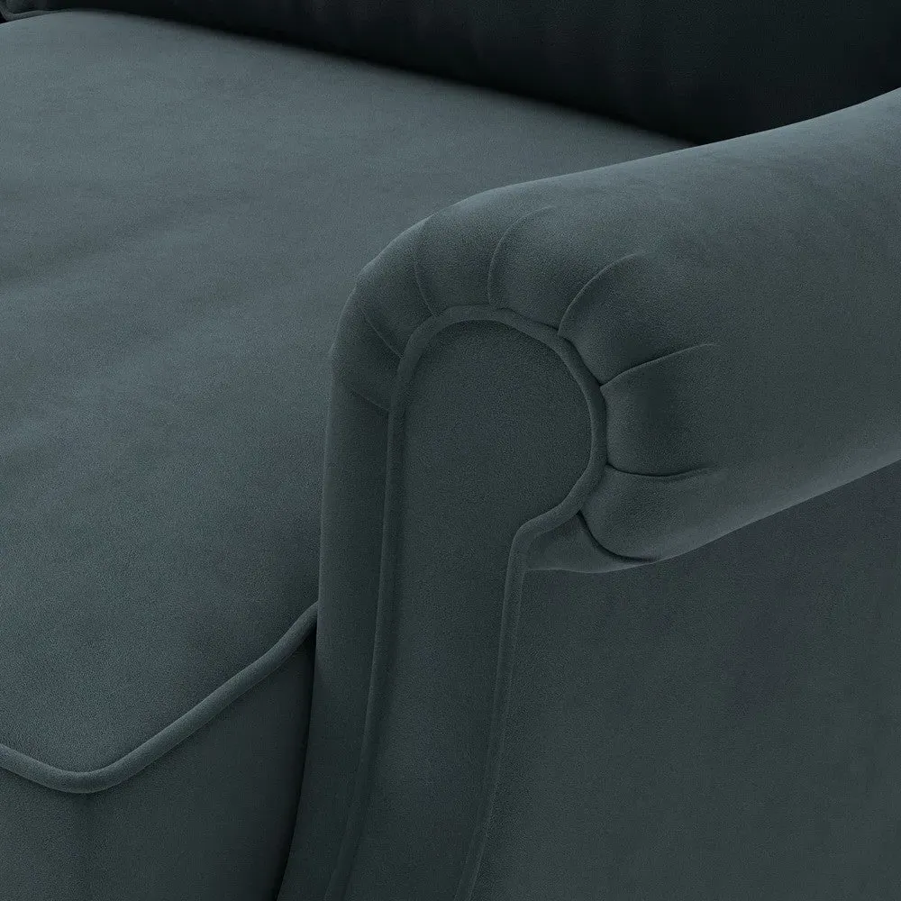 3-Seater High Back Sofa - Blue, Matt Velvet