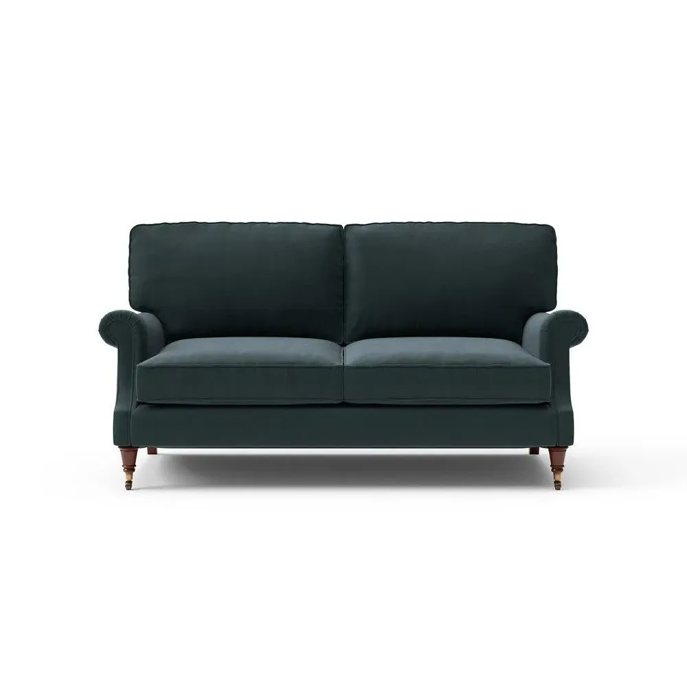 3-Seater High Back Sofa - Blue, Matt Velvet image