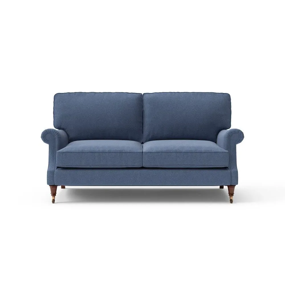 3-Seater High Back Sofa - Dark Blue, Chunky Cotton