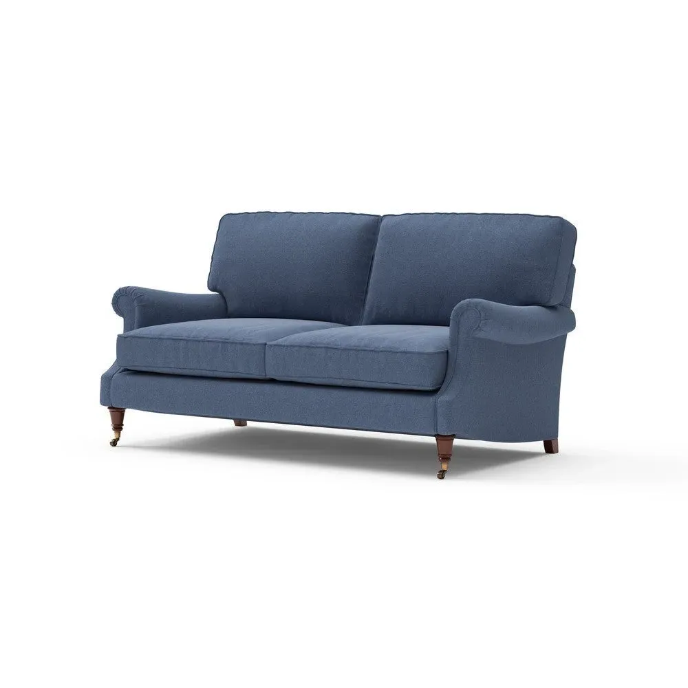 3-Seater High Back Sofa - Dark Blue, Chunky Cotton